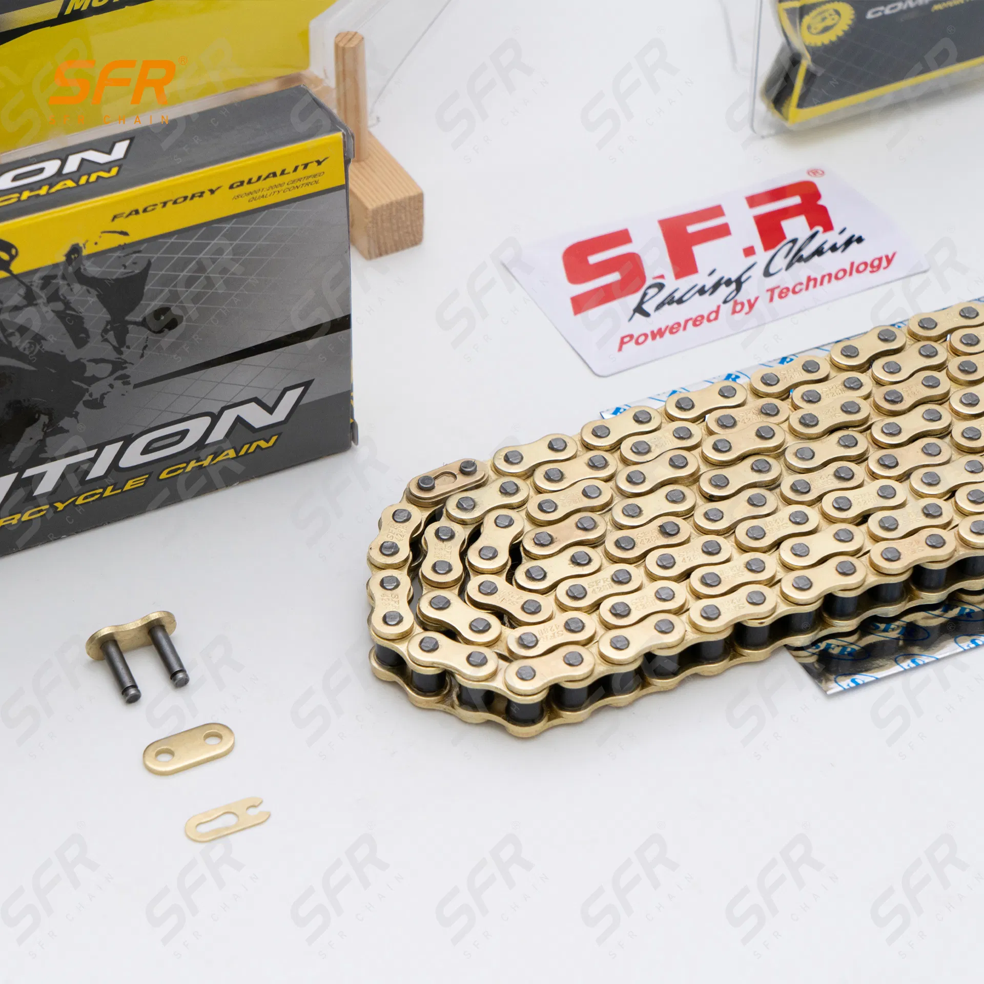 Sfr Factory Direct 428h-120L Timing Chain Kit Rear Motorcycle Chain Tooth Plate Accessories 45# Steel China Applicable for
