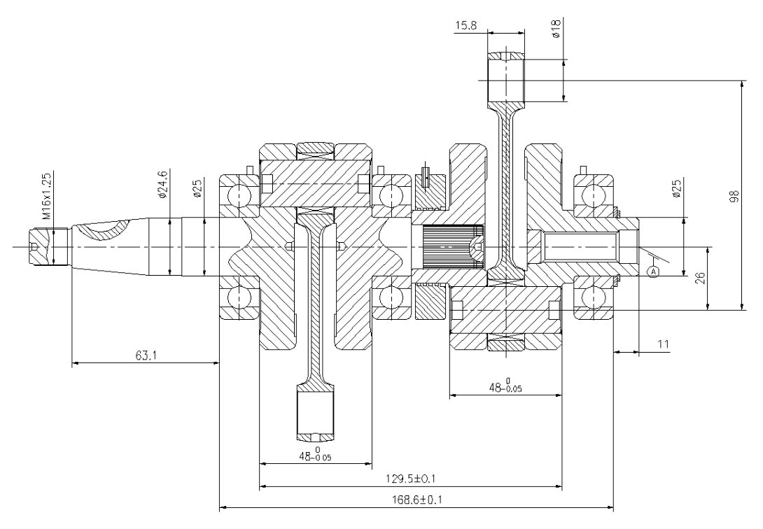 Ocean Craft T18 Crankshaft and Connecting Rod 350-00030-0 2 Stroke Twin Cylinder Marine Power System Rod