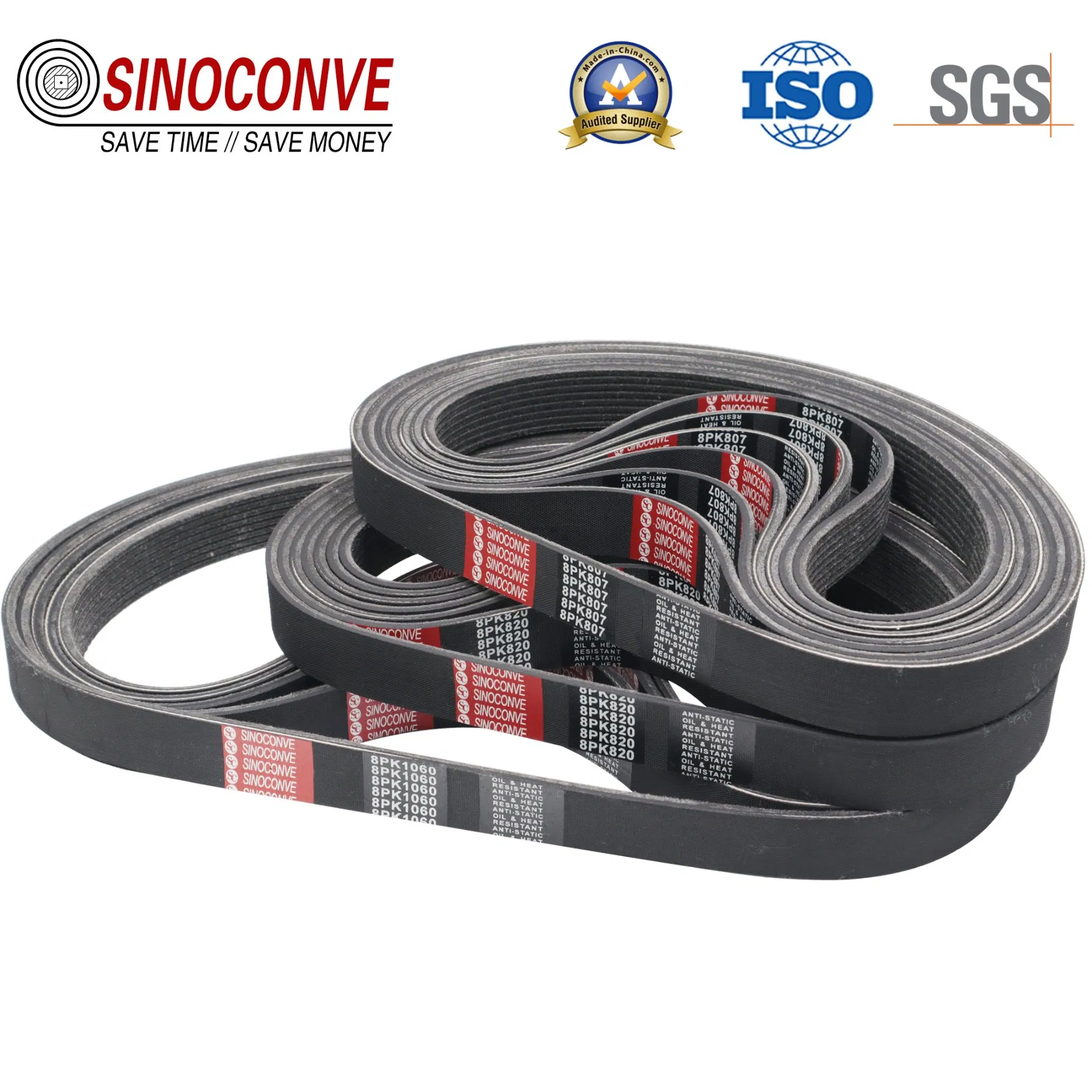 Rubber PVC Silicone PU Auto Motorcycle Transmission Parts Fan Conveyor Synchronous Tooth Drive Pk Timing V Belt