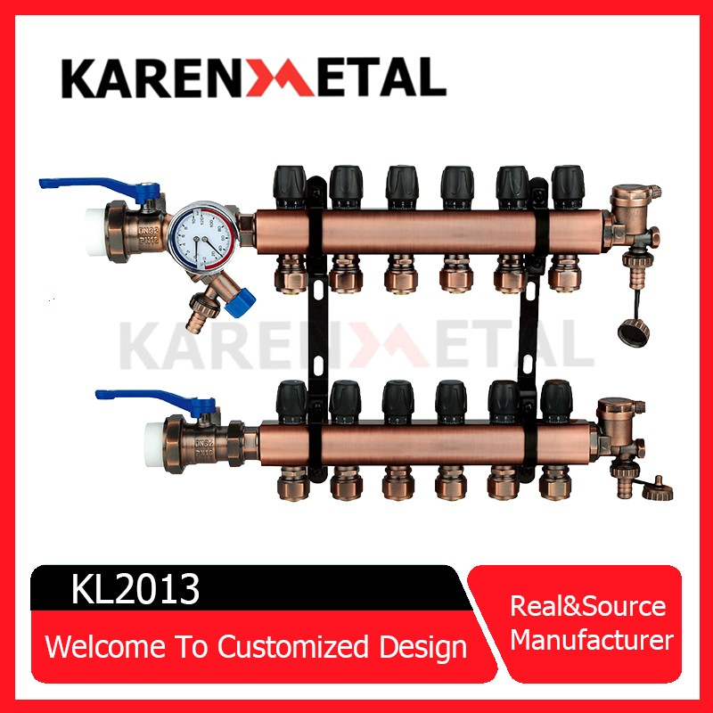 Supplier of Flowmeter Radiant Under Floor Pex Heating Manifold with Stainless Exhaust Thermostat Water Pipe Water Heater Boiler with Stainless Steel Body