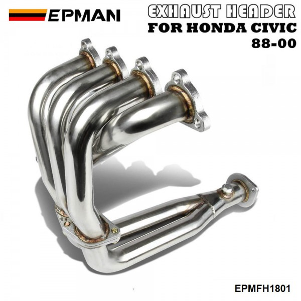 Epman Stainless Steel Piping Header Exhaust Manifold for Honda Civic 88-00 Eg Ef Ek Em Epmfh1801