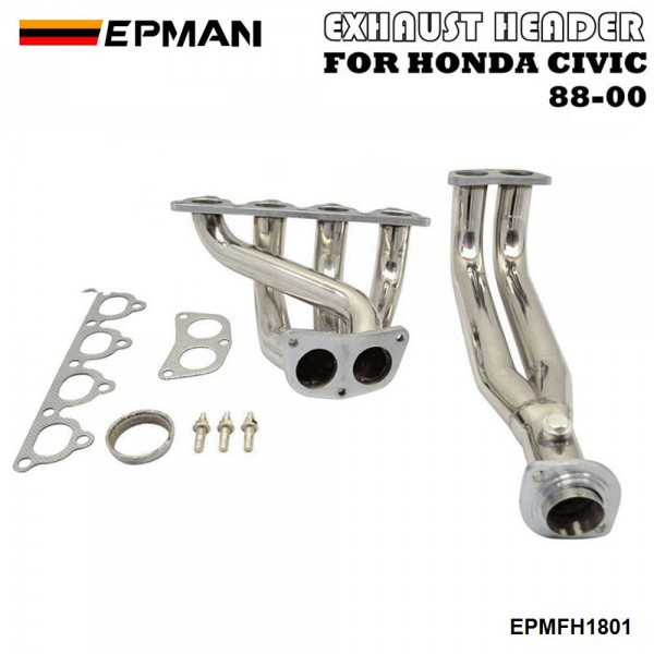 Epman Stainless Steel Piping Header Exhaust Manifold for Honda Civic 88-00 Eg Ef Ek Em Epmfh1801