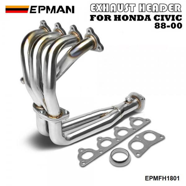 Epman Stainless Steel Piping Header Exhaust Manifold for Honda Civic 88-00 Eg Ef Ek Em Epmfh1801