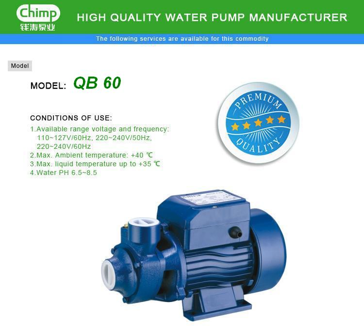 0.5HP 0.75HP 1HP Small Size Home Use Qb60 Vortex Electric Water Pumps