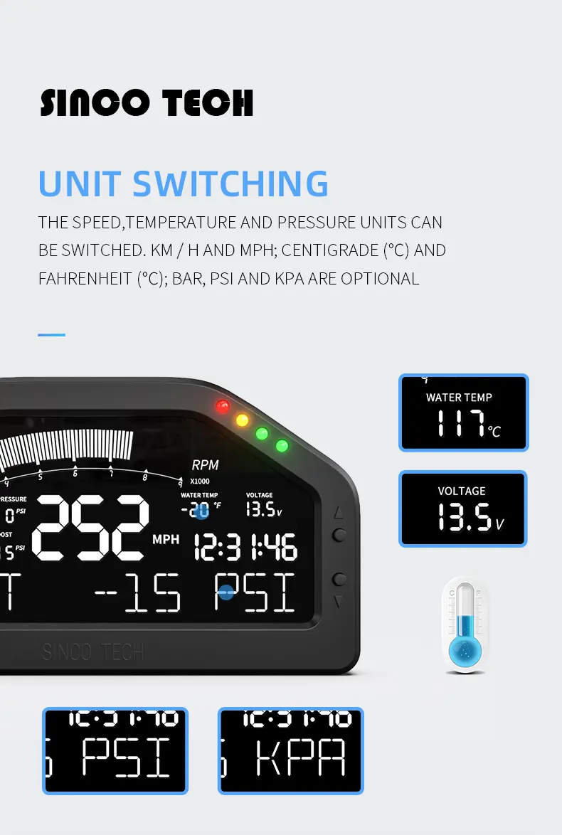 Race Dash Panel Multi-Function Dashboard Display 11