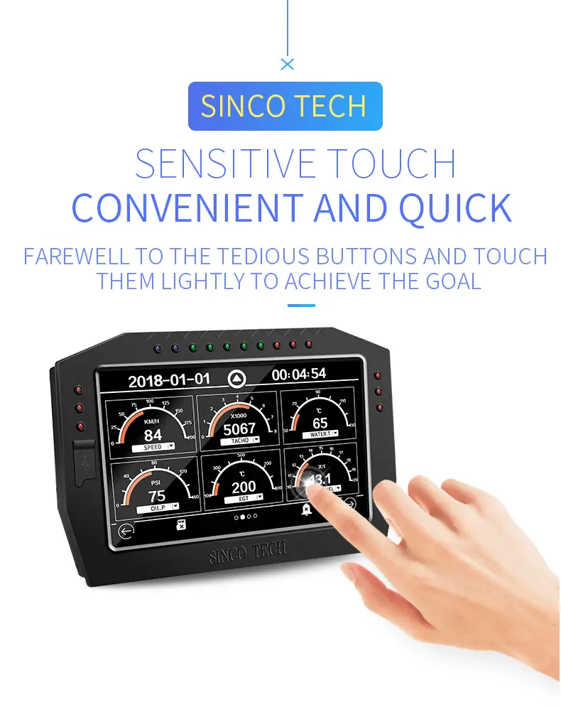 Race Dashboard Colorful LCD Touch-Screen Multi-function Racing Dash Gauge with Full Sensor Kit DO909