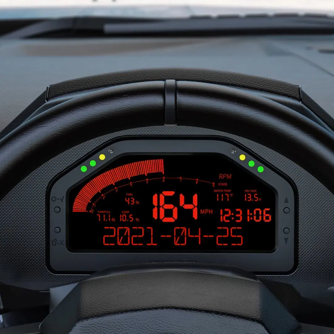 Integrated multi-parameter LCD system on a racing dash