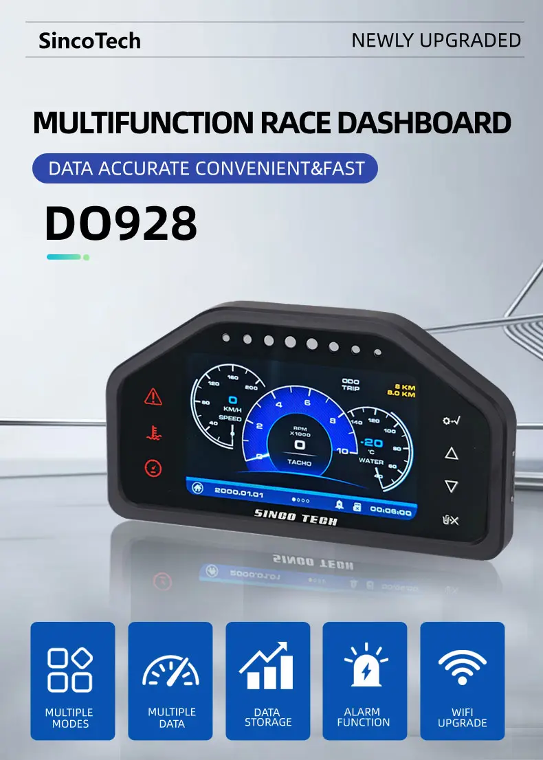Racing Gauge 9 in 1 Race Dash Panel Multi-Function Dashboard DO928 detail (1)
