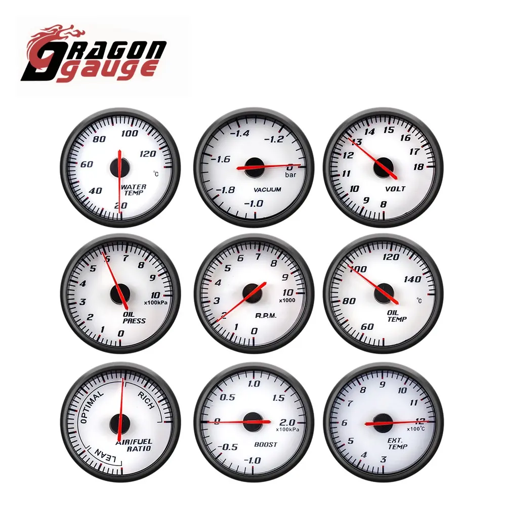 Custom 60mm Car Modifications Gauge White Face Cold Light Source Backlight With Bracket 621 Manufacturer, Suppliers