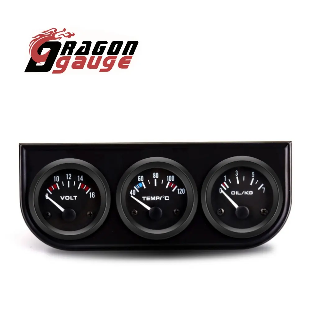 Wholesale 52mm Water Temp ℃ Oil Pressure Bar Voltmeter 52mm 3 in 1 Triple Gauge Kit With Temp&Pressure Sensor 2010 Manufacturer, Factories