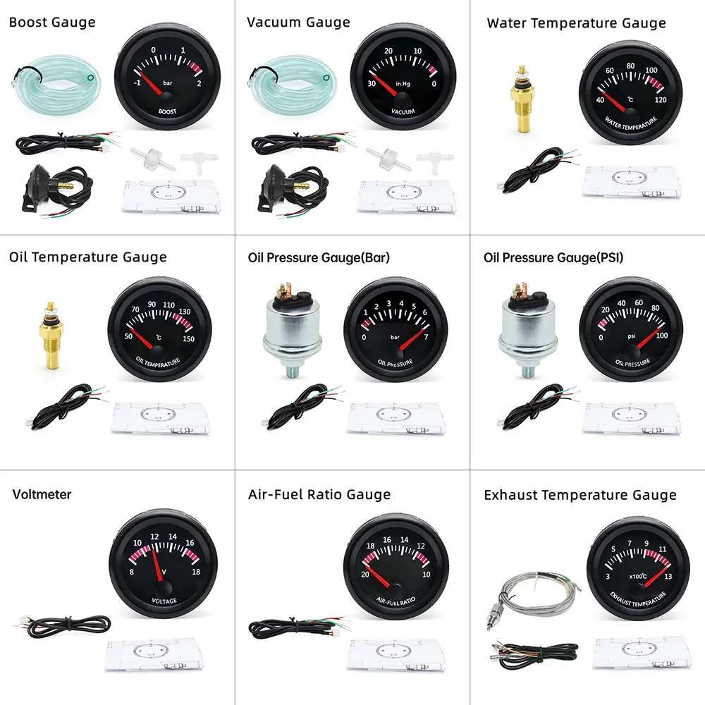 Wholesale 2 Inches 52mm Car Gauge Water Temp Oil Temp Voltmeter Oil Press BAR/PSI Vacuum Boost Gauge Air Fuel Ratio EGT Gauge Manufacturers, Factories