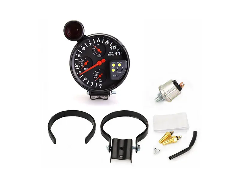 5 Inch 4 IN 1 Car Racing Tachometer RPM Meter Water Temp Oil Temp Oil Pressure 4 Functions In 1 With Shift Light and Sensor