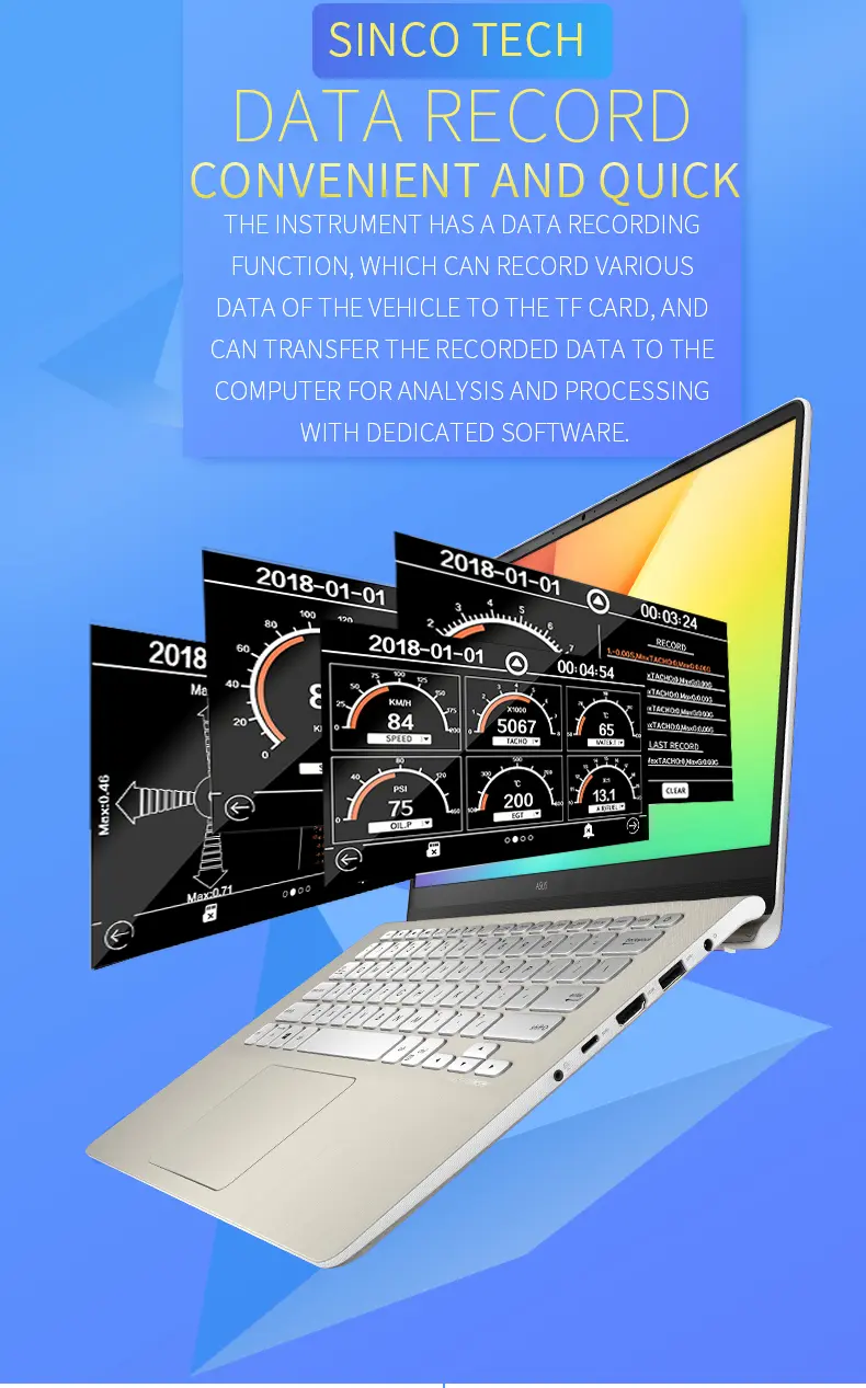 Race Dashboard Colorful LCD Touch-Screen Multi-function Racing Dash Gauge with Full Sensor Kit DO909