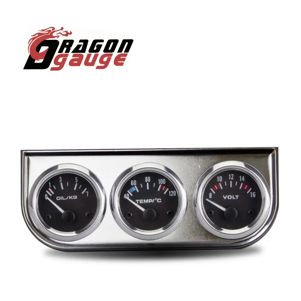Wholesale 52mm Water Temp ℃ Oil Pressure Bar Voltmeter 52mm 3 in 1 Triple Gauge Kit With Temp&Pressure Sensor 2010 Manufacturer, Factories