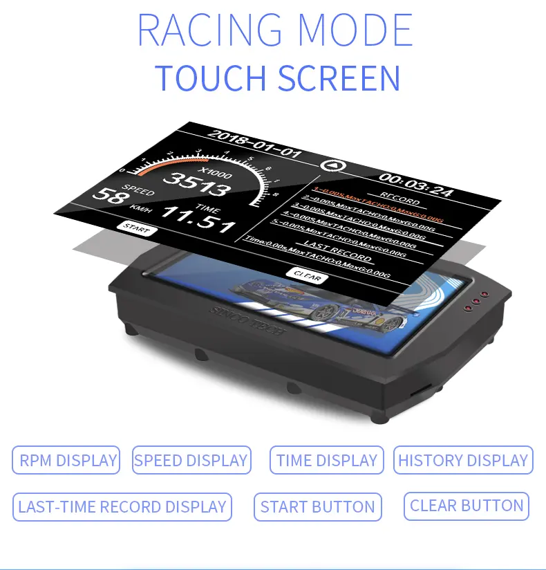 Race Dashboard Colorful LCD Touch-Screen Multi-function Racing Dash Gauge with Full Sensor Kit DO909