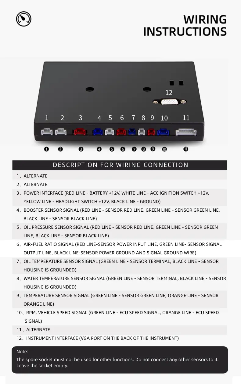 Racing Gauge 9 in 1 Race Dash Panel Multi-Function Dashboard DO928 detail (11)