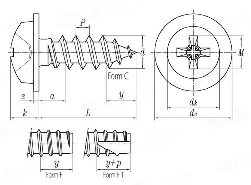 Cross galvanized washes tapping screws