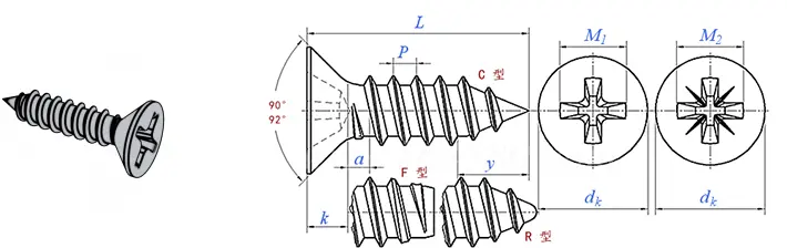 Galvanized countersunk cross tapping screws