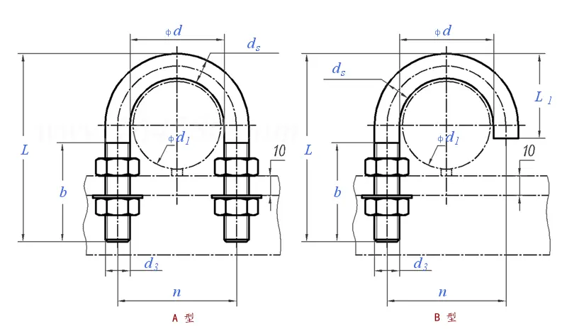 Din 3570 U-Bolt Technical Diagram