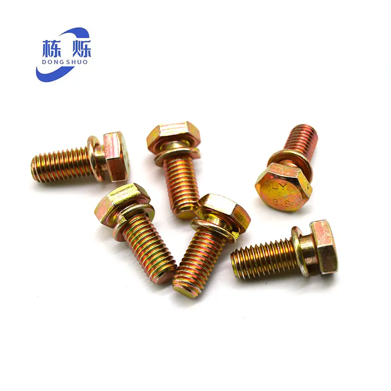 China Galvanized Hexagon head with spring pad combination bolt Supplier, Factories