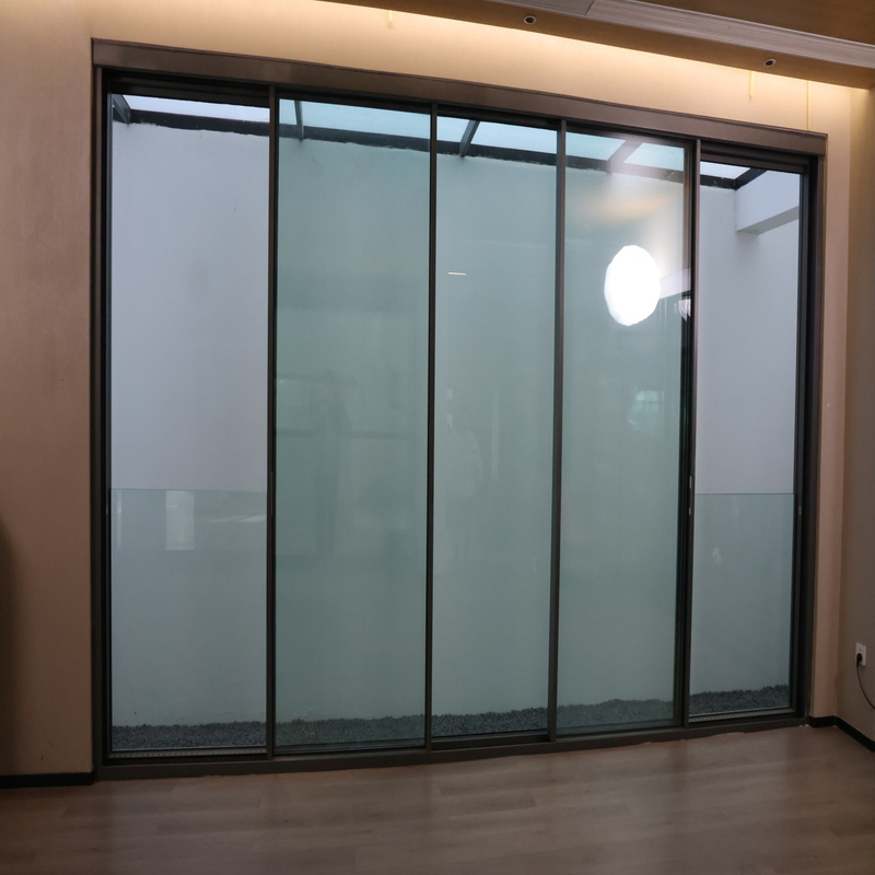 Exterior Minimalist Slimline Frame Narrow Frame Design Thermal Break Aluminum Aluminium Sliding Door with Double Glazing for Villa Hotel Balcony Patio