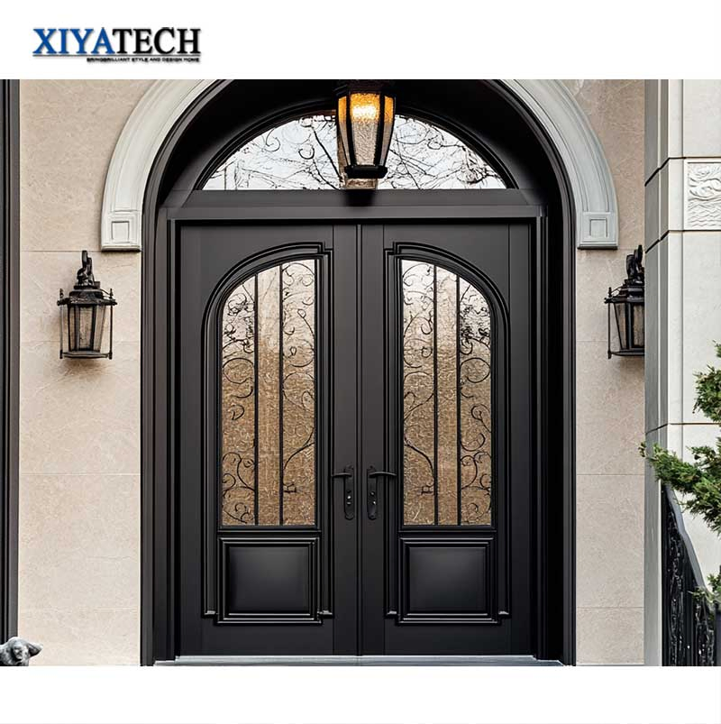 Fashion Home Office Thermal Break Aluminium Swing Double French Arch Top Door