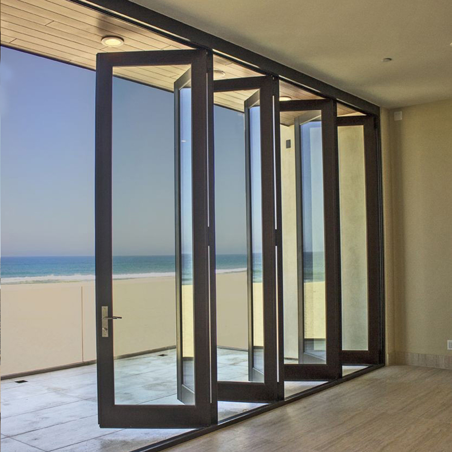 Factory Price Wholesale Mall Large Folding Glass Door Partition Curtain Wall Bi-Folding Door Bi-Fold Glass Patio Door