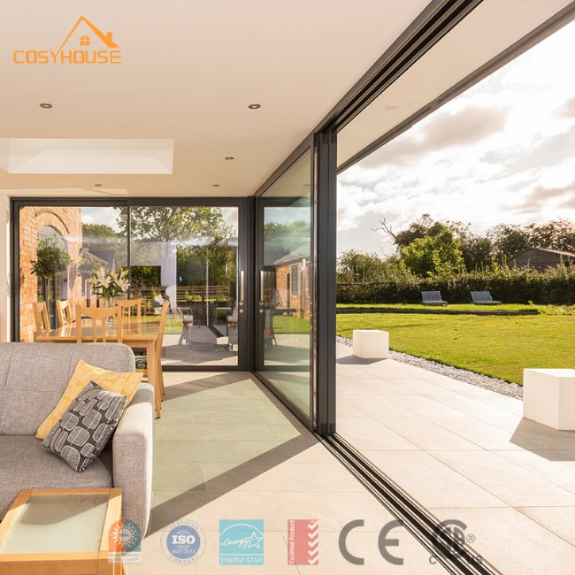 Slim Frame Aluminum Sliding Door with Floor to Ceiling Glass Design