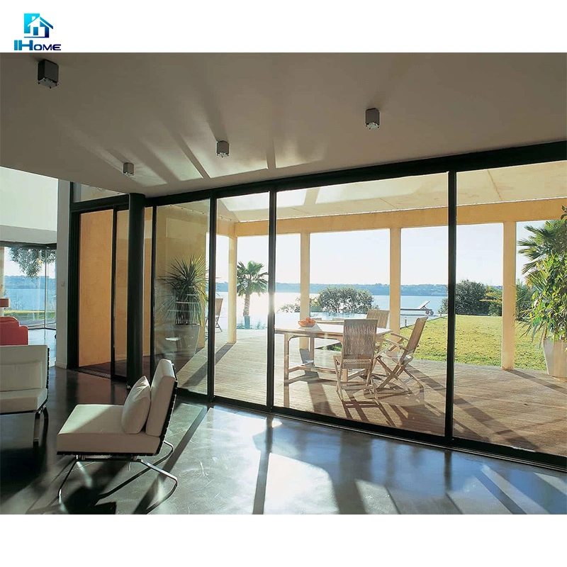 Narrow Slim Frame Aluminium Sliding Accordion Doors with Double Glass Panoramic Doors
