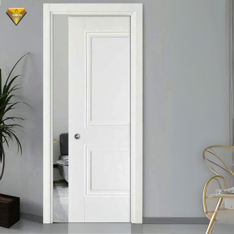 Elegant Wooden Sliding Pocket Door Featuring Stylish Glass Panels