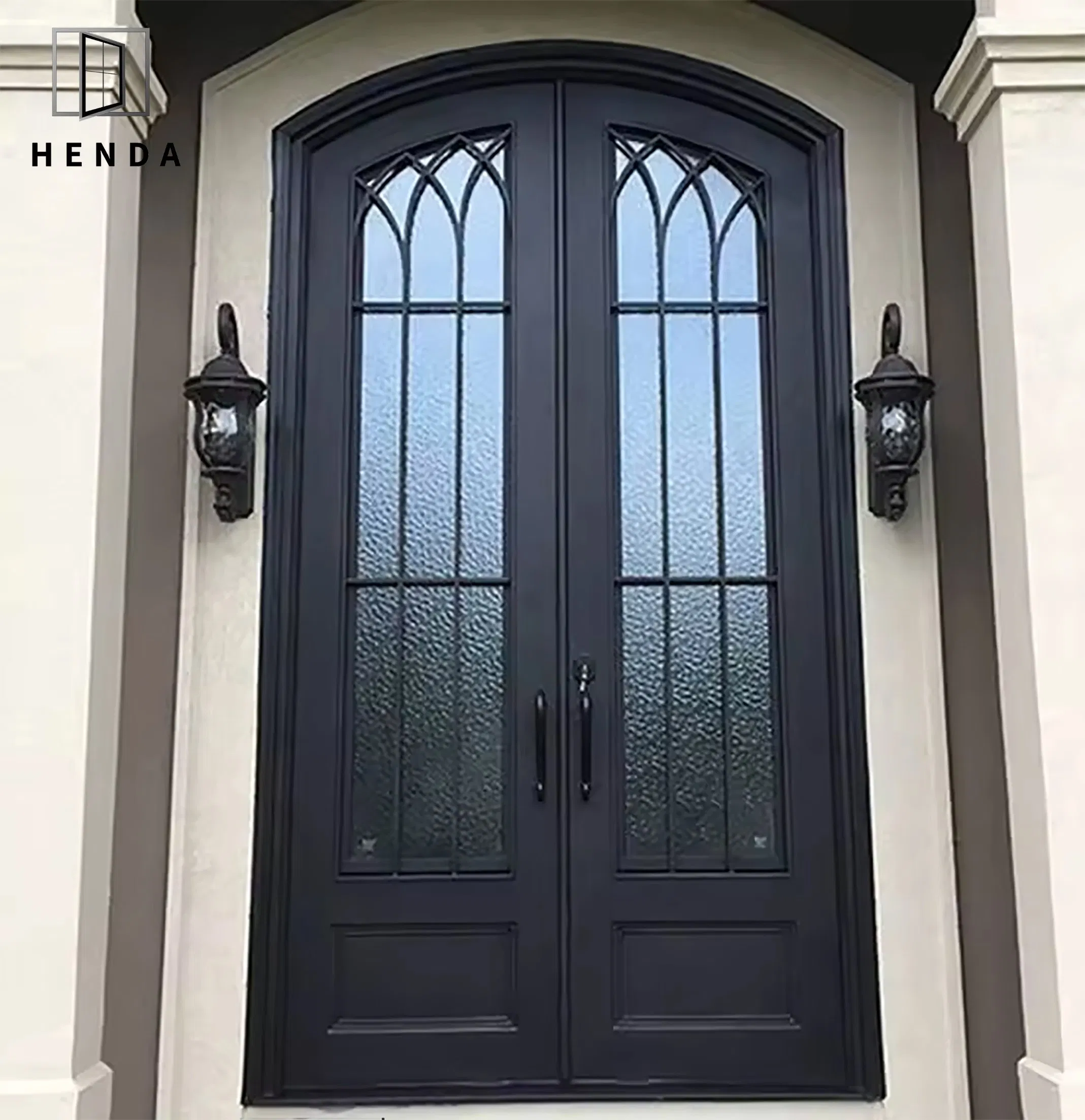 Wholesale Aluminium Modern Metal Security Glass Single Double Main Gate Grill Design Interior Exterior New Steel Pivot Wrought Iron Entrance Front Door