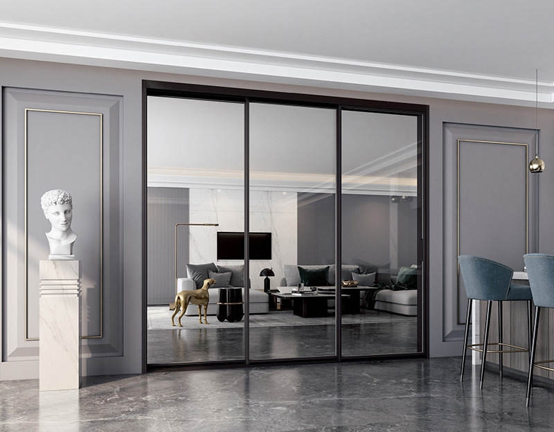 Pocket Doors Hardware Black Gold Aluminum Frame Frosted Glass Sliding Door Interior Kitchen Frameless Sliding Hidden Doors