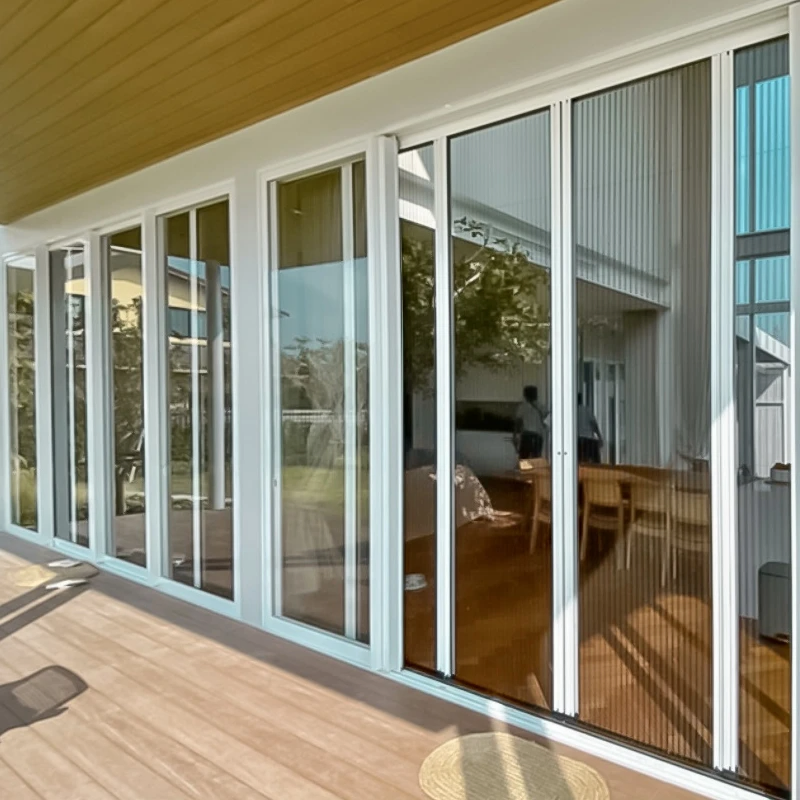 Aluminum Profile Plisse Pleated Sliding Polyester Mesh Door Mesh Retractable Insect Screen Door