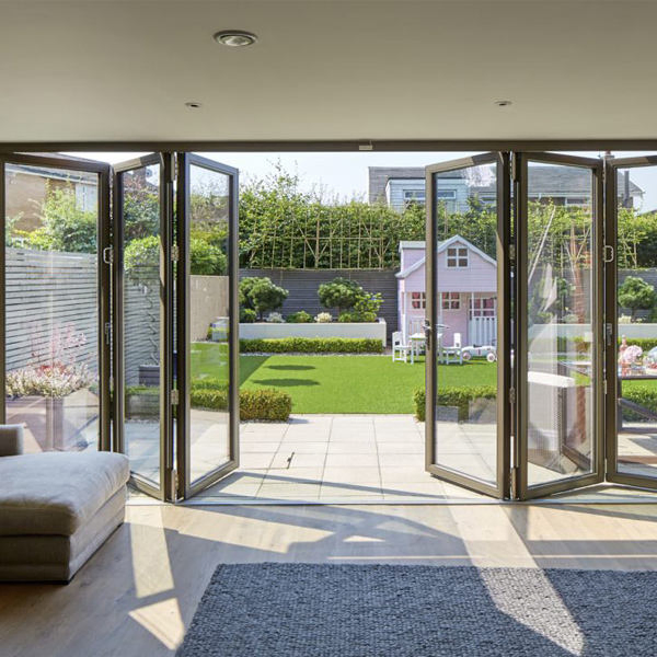 Aluminum Frame Exterior Folding Sliding Doors Stacking Glass Aluminum Folding Door