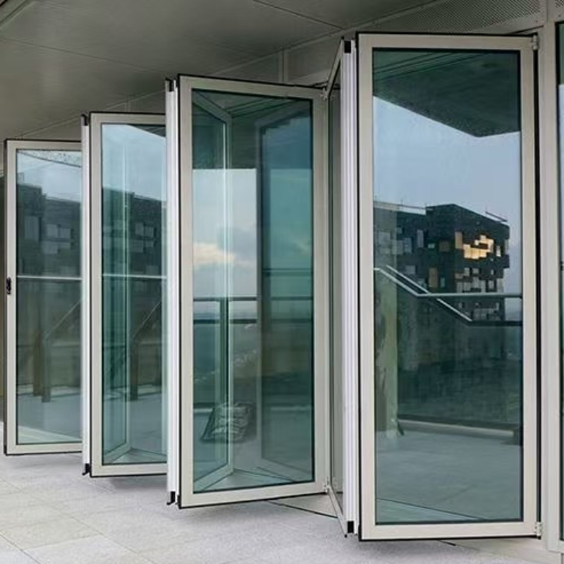 High Quality Living Room Partitions Frameless Folding Door Interior Slim Frame Soundproof Panoramic Aluminium Folding Door