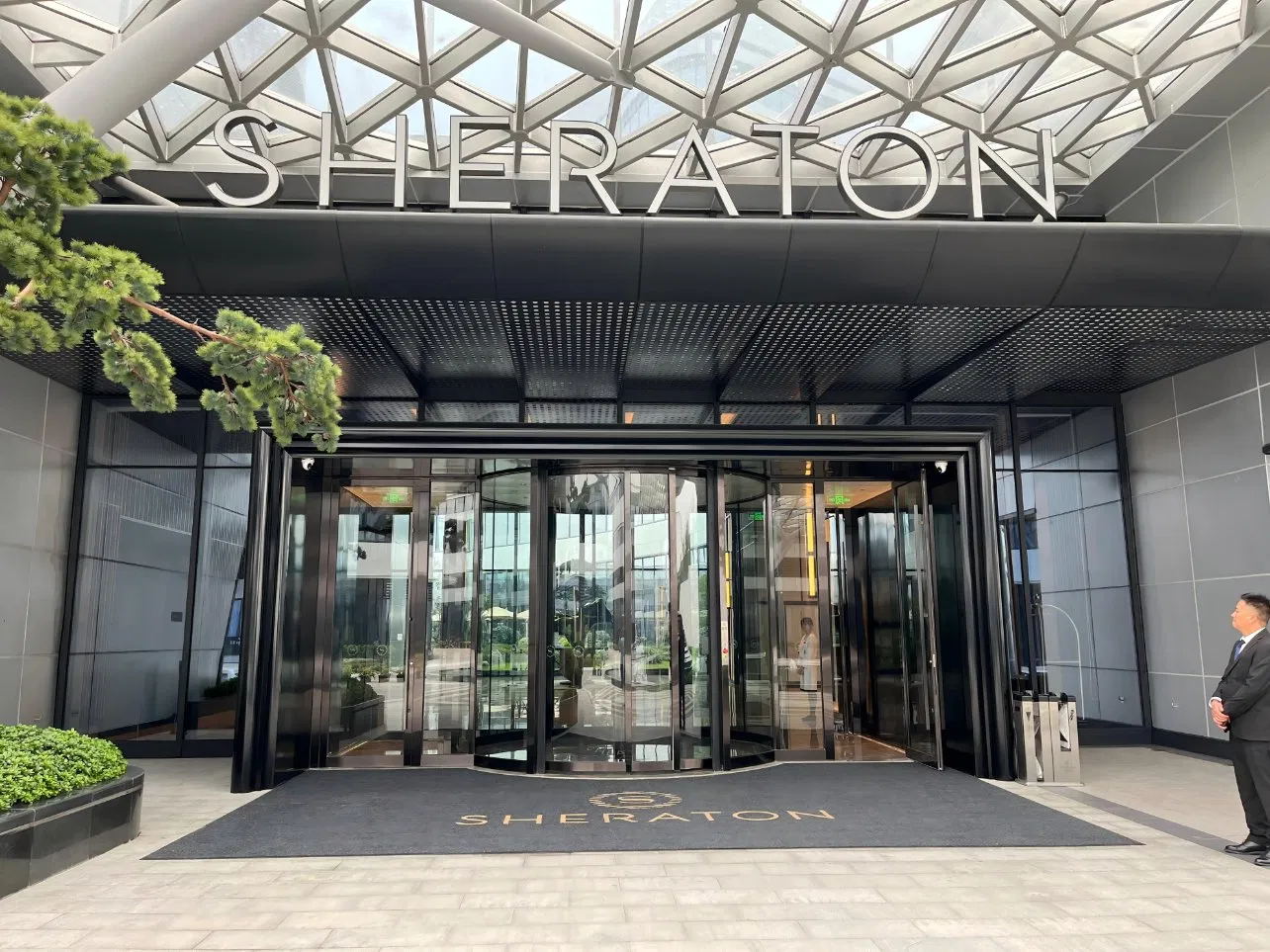 Two-Wing Electric Sensor Turnstile Automatic Revolving Glass Door for Hotel Shopping Mall Apartment