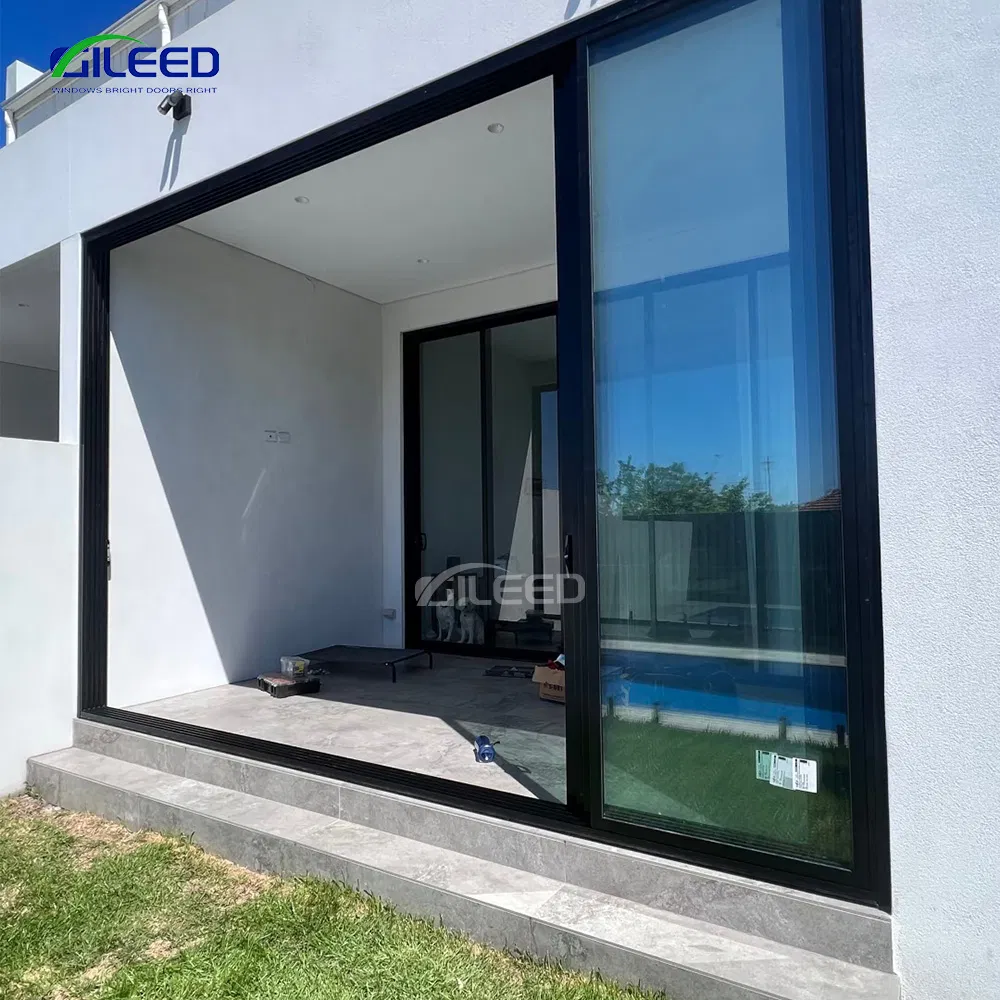 Luxury Heavy Duty Slim Frame Panoramic Large Glass Panel Sliding Aluminum Door for Villa House