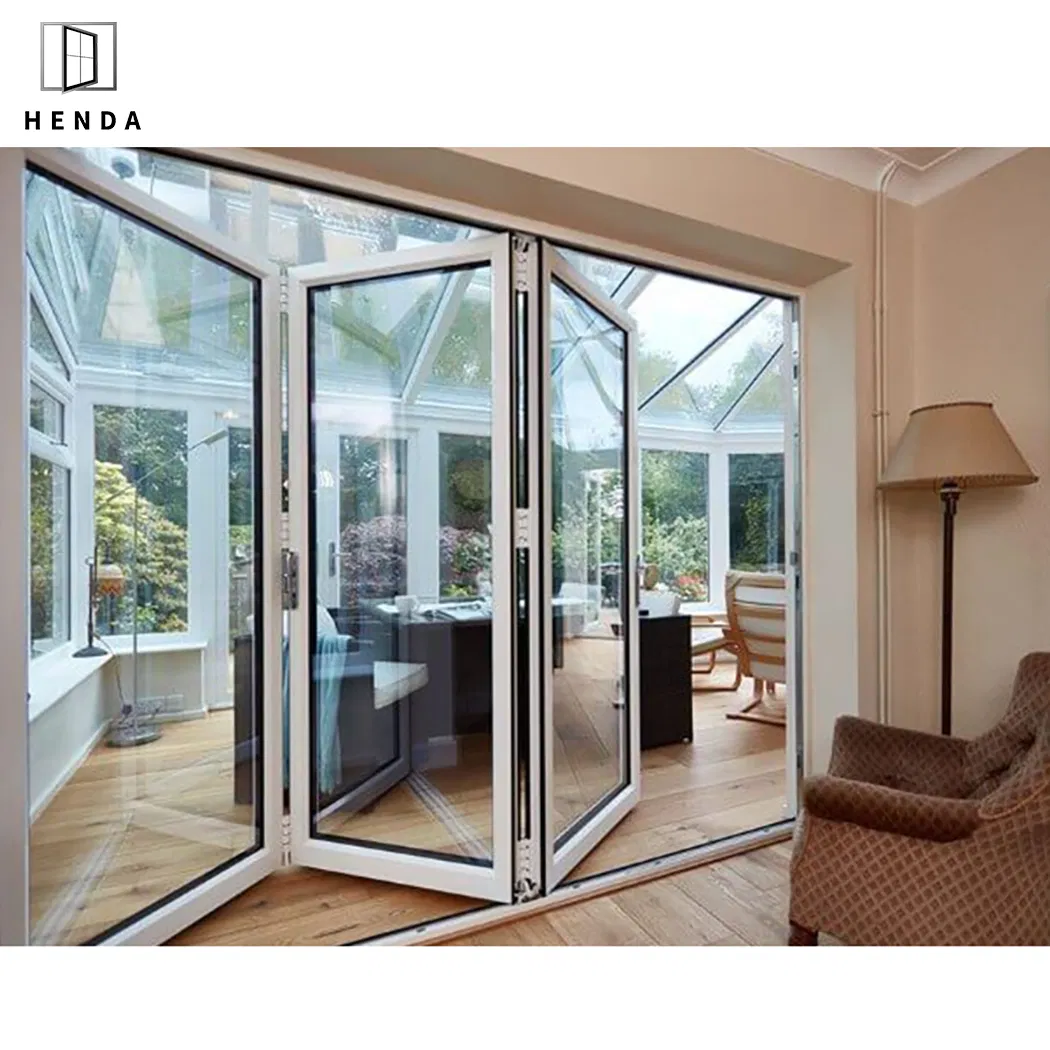 Factory Direct Double Glazed Aluminium Bi Folding Door Residential Building Exterior 2.0mm Aluminium Bi Fold Door Patio/Balcony Folding Glass Door