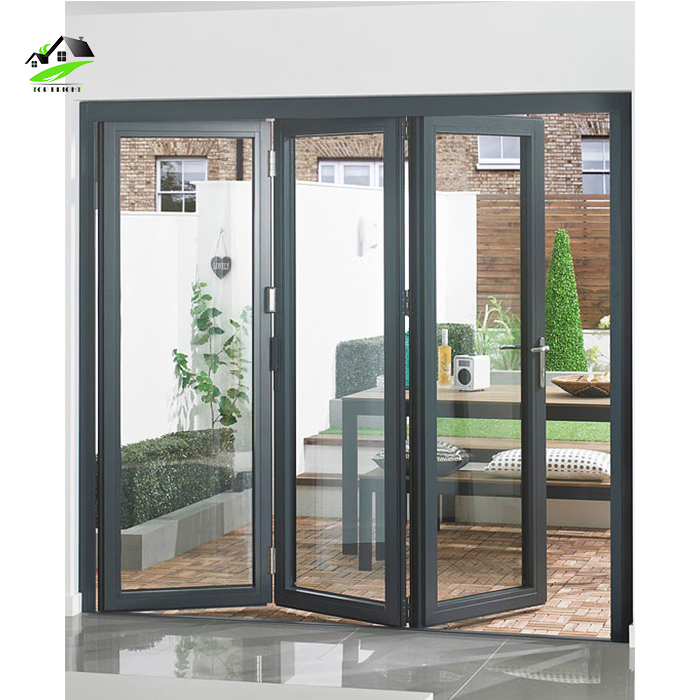 Topbright Panorama Design Bifold Bi-Fold Doors Slim Frame Screen Big Spaces Black Aluminum Folding Patio Doors Exterior Accordion Folding Doors