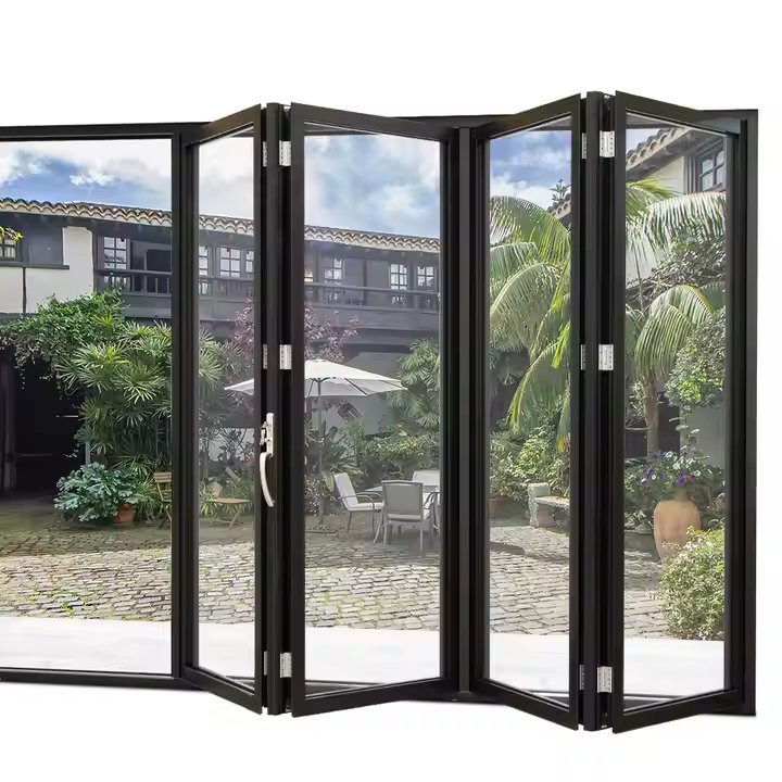 Custom Large Sliding Accordion Aluminum Tempered Glass Bi Folding Patio Doors