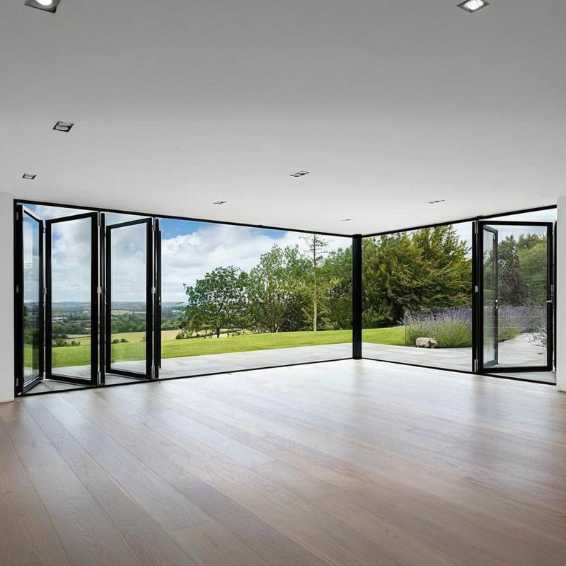 2025 Fashion Outdoor Aluminium Double Glazed Bi Fold Patio Door Soundproof Folding Glass Doors Courtyard Folding Door