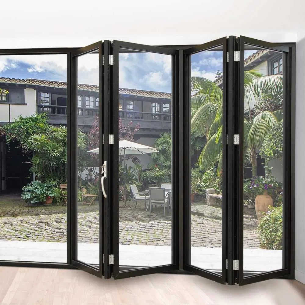 Aluminum Frame Exterior Folding Sliding Doors Stacking Glass Aluminum Folding Door