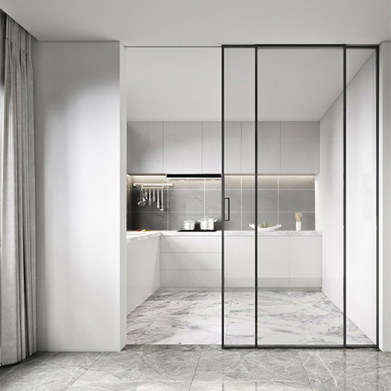 Narrow Villa House Slide Stacker Doors Aluminium 3 Panel Sliding Door Low E Glass Thermal Break Patio Glass Sliding Door Narrow-Framed Glass Doors, Terrace Door