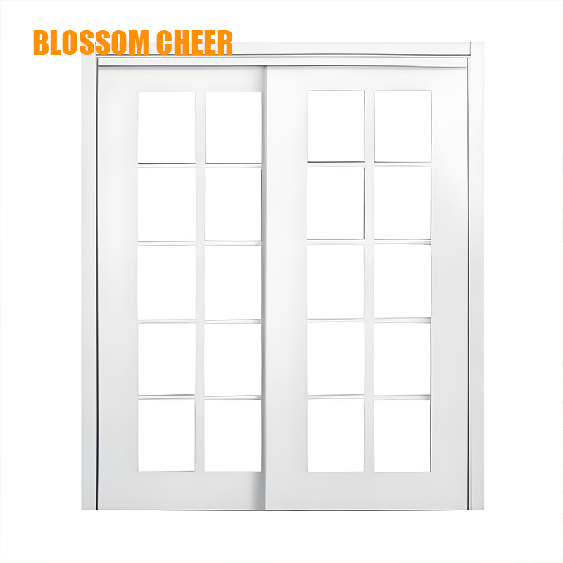 Painted Sliding Glass Double Door Leaf Linkage Into The Wall Pocket Door