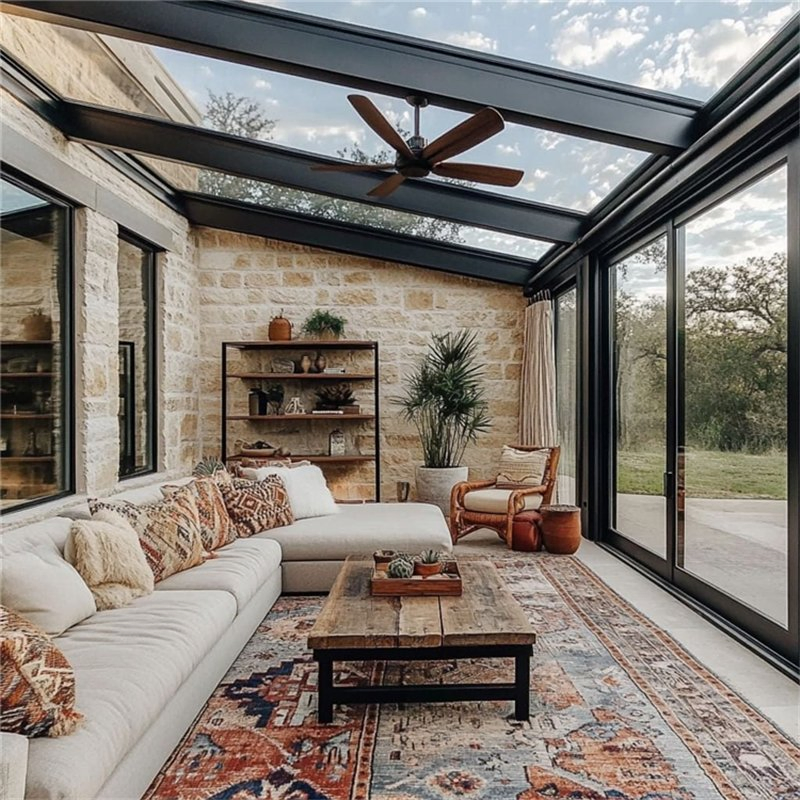 Modern Aluminum Conservatory with Practical Design and Automatic Glass for Minimalist Villa Prefab Houses