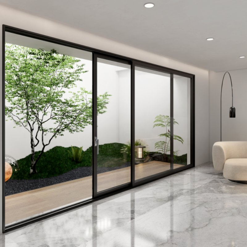 Thermal Break Slim Narrow Frame Full View Panoramic Patio Sliding Door