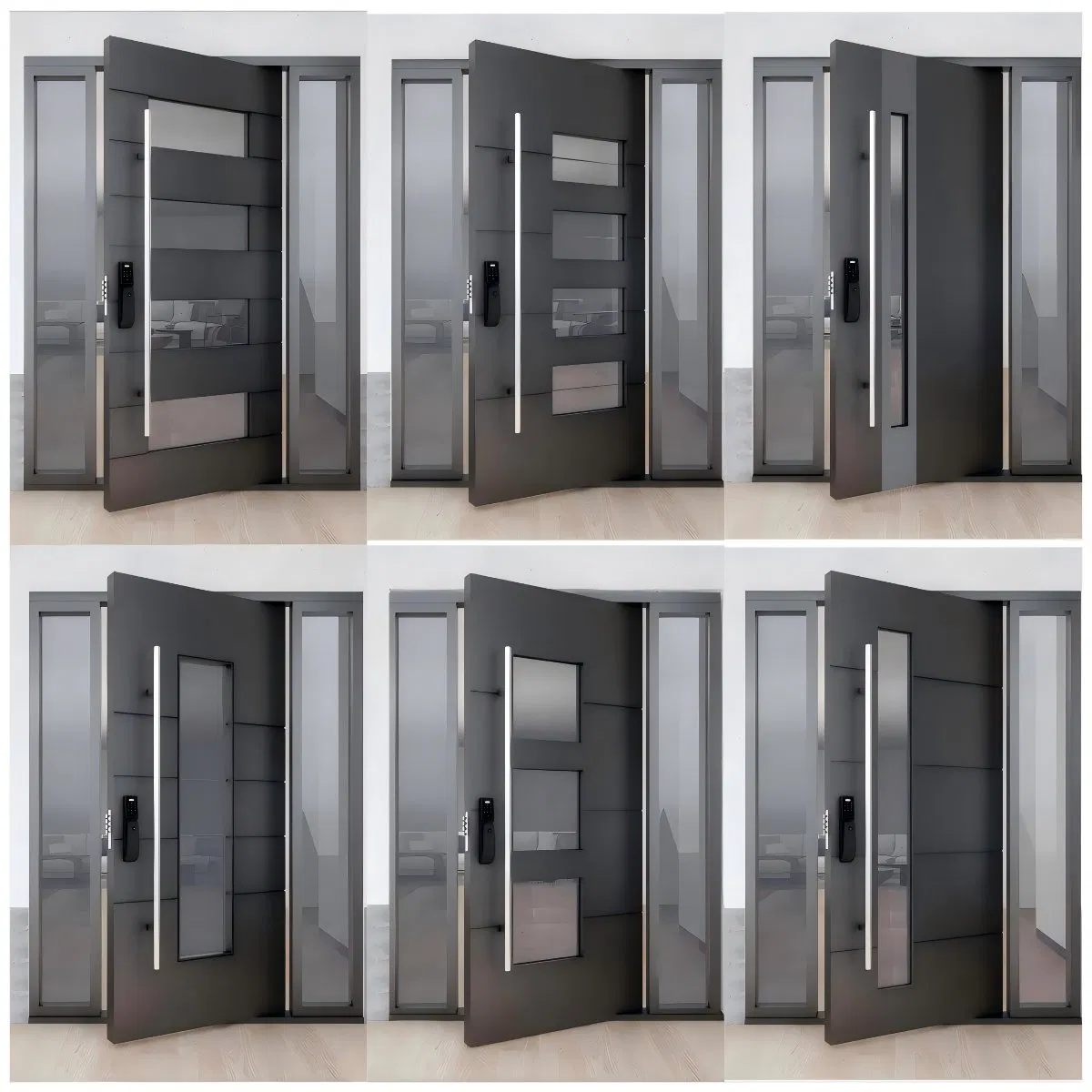 Wholesale Modern Pivot Waterproof Anti-Theft Aluminum Security Door Metal Exterior Front Entry Entrance Door Fiberglass Exterior Door