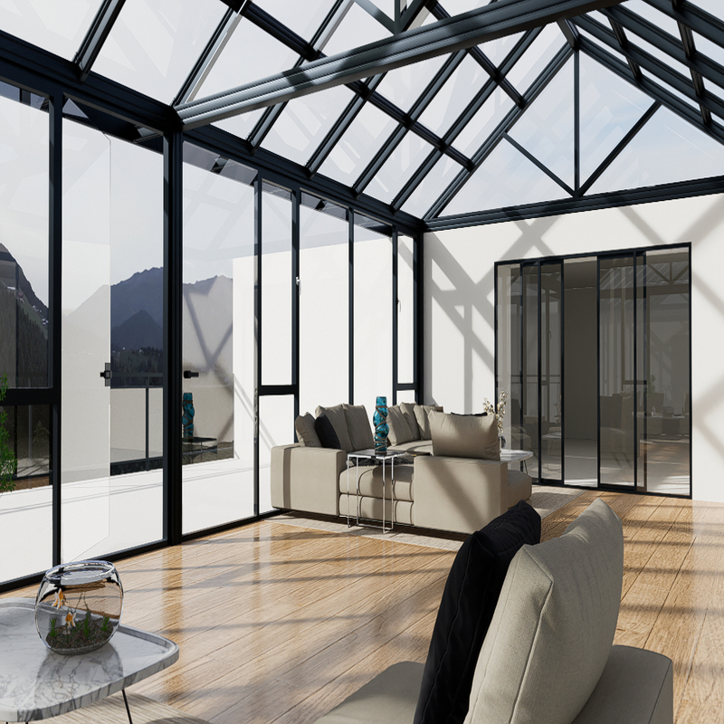 Custom Modern Solarium Conservatory Minimalist Aluminum Framing for Garden and Villa