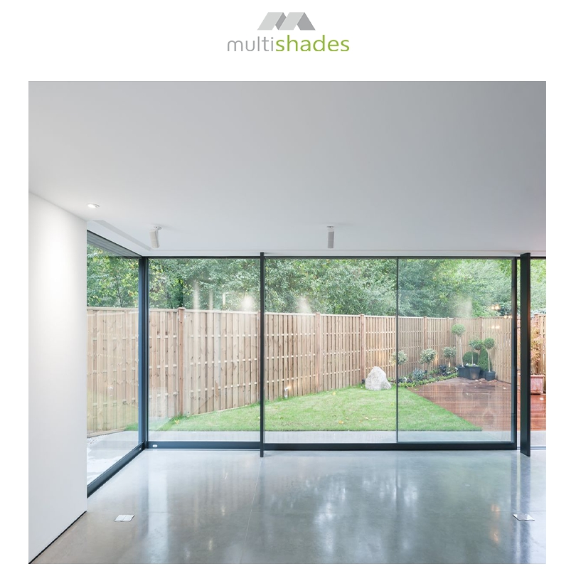 Ultra Slim Frame Heavy Duty Sliding Door Panoramic View Hidden Drainage Low E Nrfc Electric