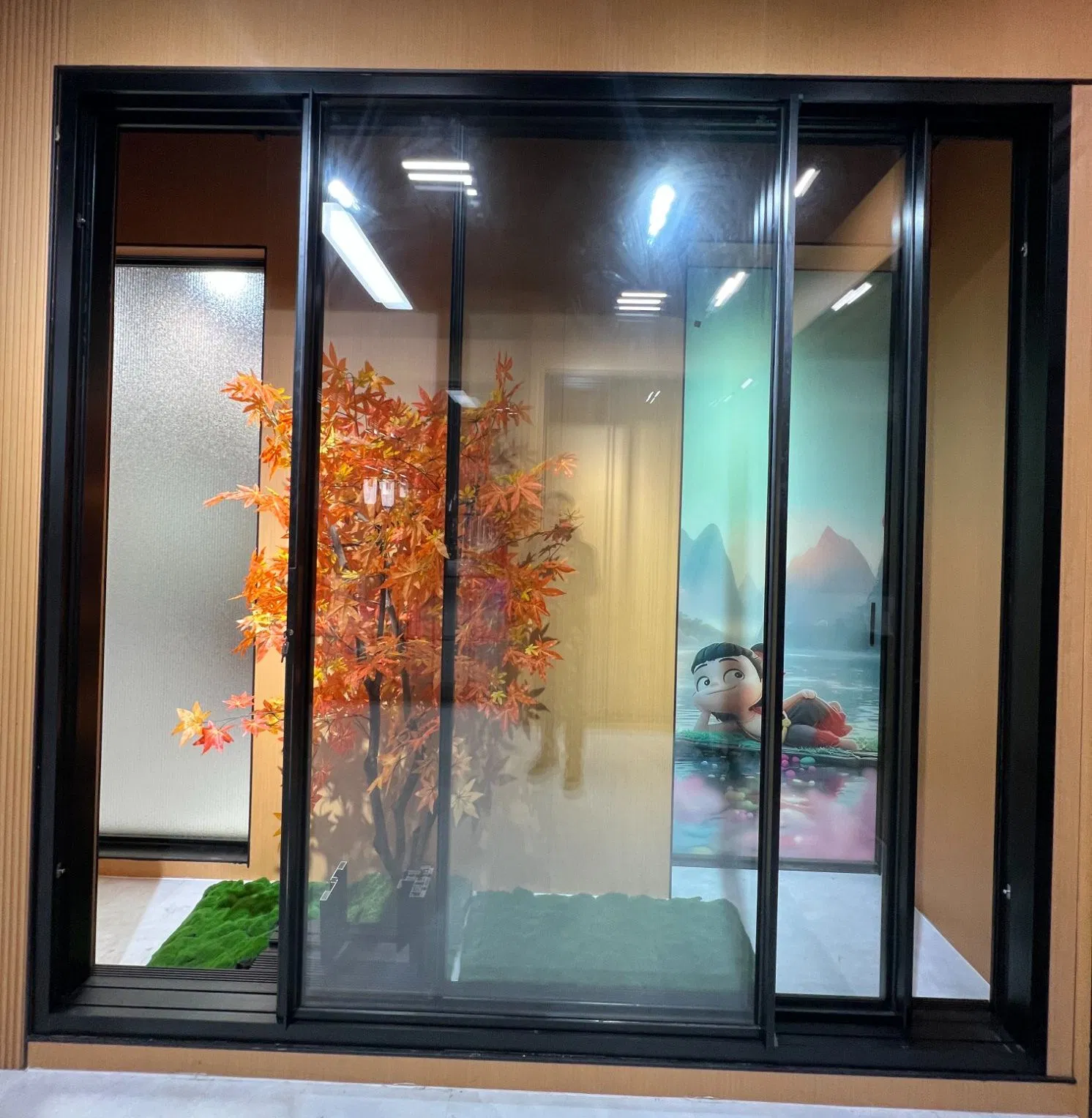 Panoramic Glass Sliding Door Ultra-Slim Frame for Interior